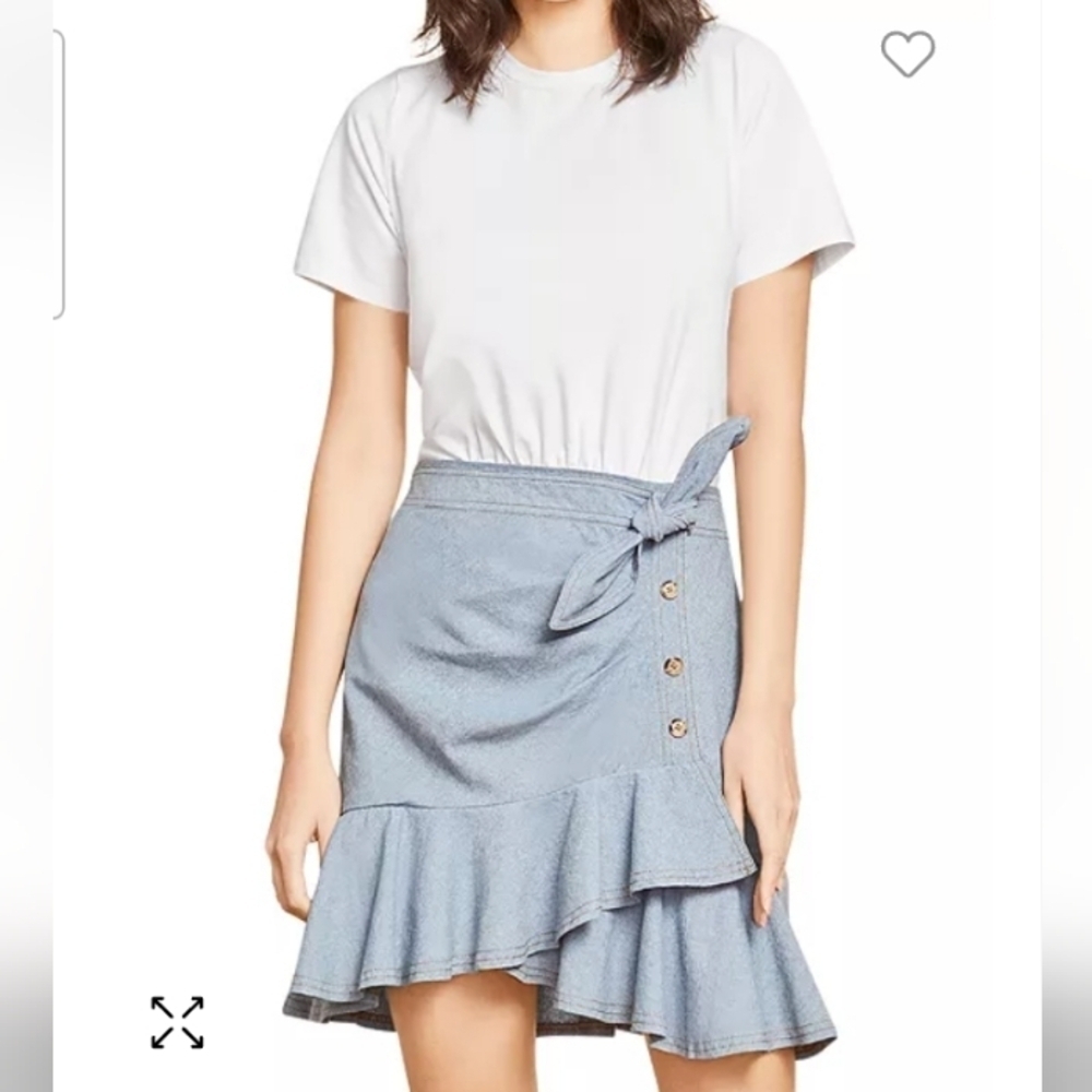 Veronica Beard Bari Dress In White/Chambray